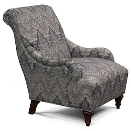 Cottage Accent Chair with Traditional Furniture Style and Rolled Back